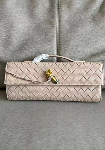 Allegria Woven Long Leather Shoulder Bag Beige
