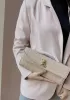 Allegria Woven Long Leather Shoulder Bag Beige