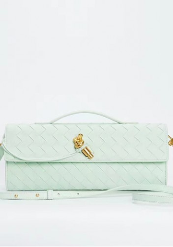 Allegria Woven Long Leather Shoulder Bag Blue