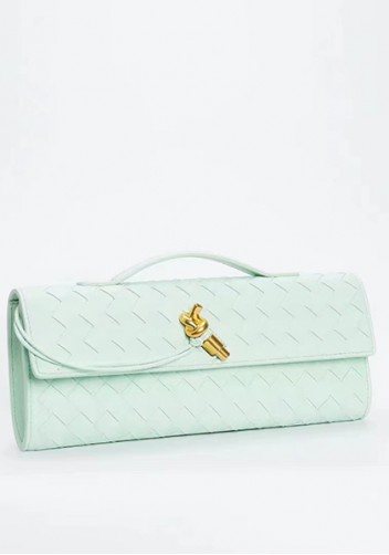 Allegria Woven Long Leather Shoulder Bag Blue