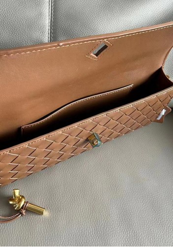 Allegria Woven Long Leather Shoulder Bag Brown