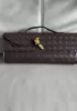 Allegria Woven Long Leather Shoulder Bag Choco