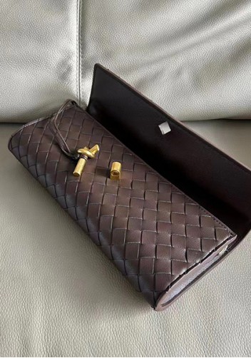Allegria Woven Long Leather Shoulder Bag Choco