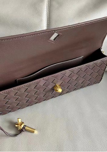 Allegria Woven Long Leather Shoulder Bag Choco