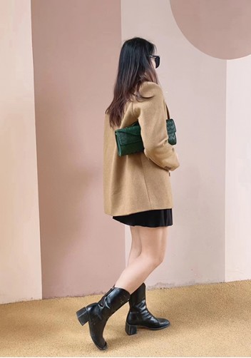 Allegria Woven Long Leather Shoulder Bag Dark Green
