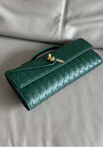 Allegria Woven Long Leather Shoulder Bag Dark Green