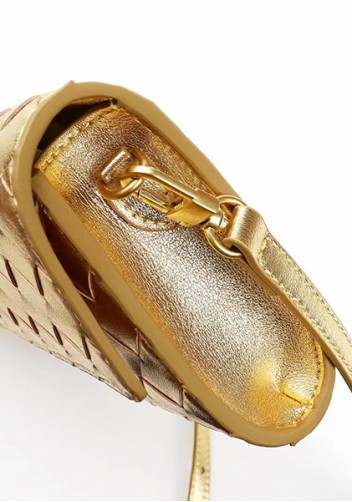 Allegria Woven Long Leather Shoulder Bag Gold