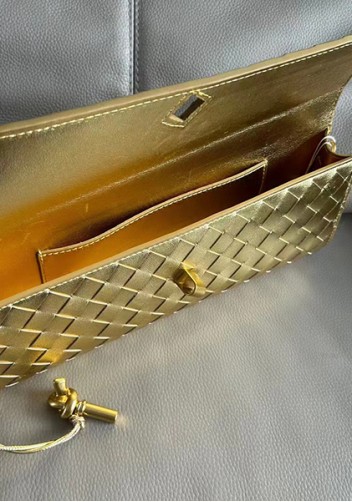 Allegria Woven Long Leather Shoulder Bag Gold