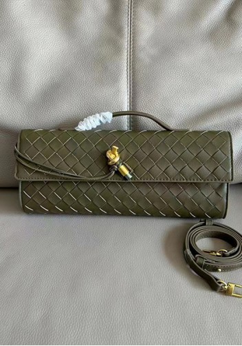 Allegria Woven Long Leather Shoulder Bag Green