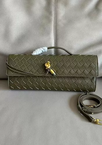 Allegria Woven Long Leather Shoulder Bag Green
