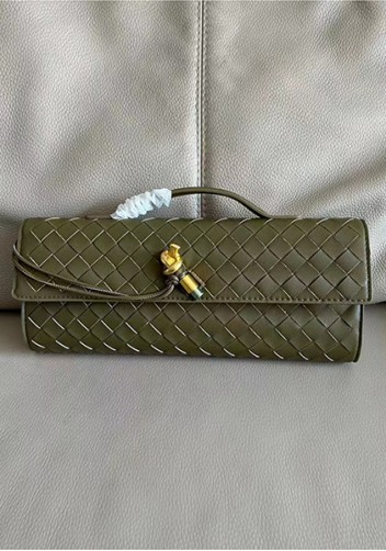 Allegria Woven Long Leather Shoulder Bag Green