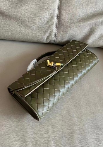 Allegria Woven Long Leather Shoulder Bag Green