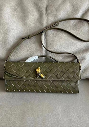 Allegria Woven Long Leather Shoulder Bag Green