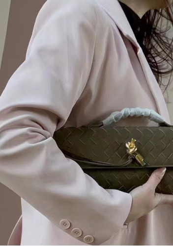 Allegria Woven Long Leather Shoulder Bag Green