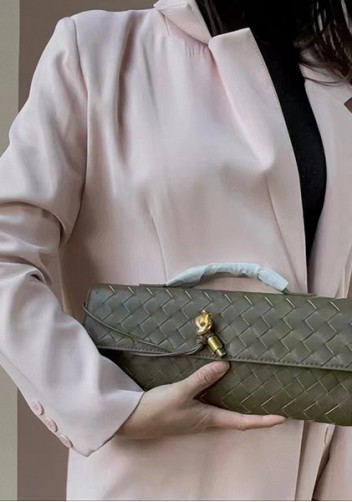 Allegria Woven Long Leather Shoulder Bag Green