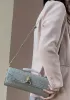 Allegria Woven Long Leather Shoulder Bag Grey