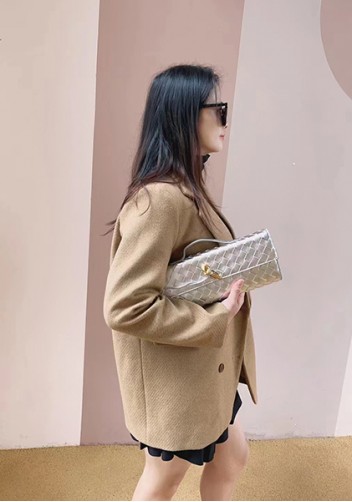Allegria Woven Long Leather Shoulder Bag Silver