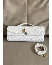 Allegria Woven Long Leather Shoulder Bag White