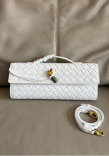 Allegria Woven Long Leather Shoulder Bag White
