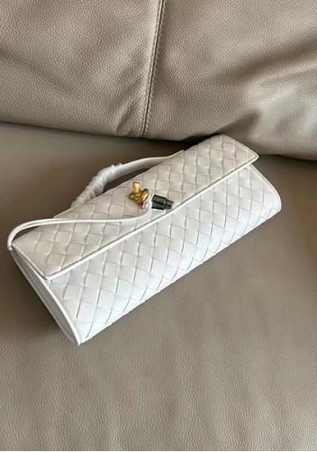 Allegria Woven Long Leather Shoulder Bag White