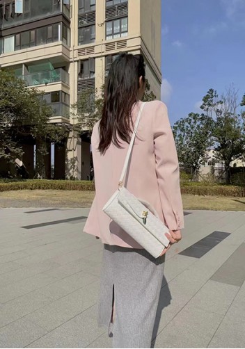Allegria Woven Long Leather Shoulder Bag White