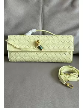 Allegria Woven Long Leather Shoulder Bag Yellow