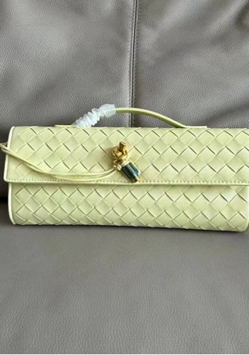 Allegria Woven Long Leather Shoulder Bag Yellow