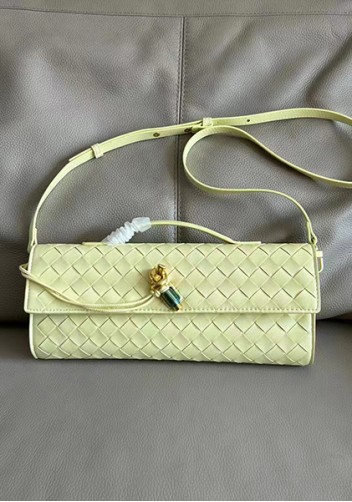 Allegria Woven Long Leather Shoulder Bag Yellow