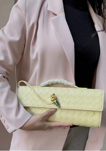 Allegria Woven Long Leather Shoulder Bag Yellow