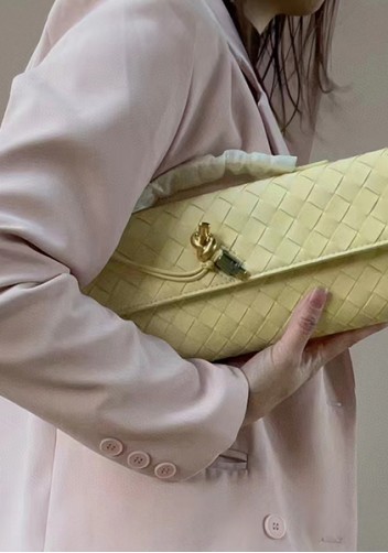 Allegria Woven Long Leather Shoulder Bag Yellow
