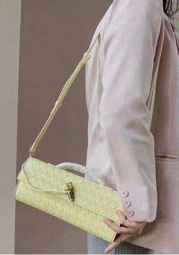 Allegria Woven Long Leather Shoulder Bag Yellow
