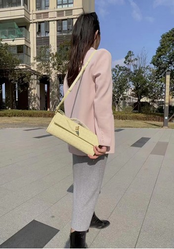 Allegria Woven Long Leather Shoulder Bag Yellow