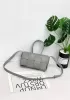 Mia Woven Leather 8 Squares Mini Tote Grey