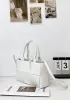 Mia Woven Leather 6 Squares Mini Tote White