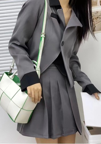 Mia Woven Leather 6 Squares Mini Tote White Green