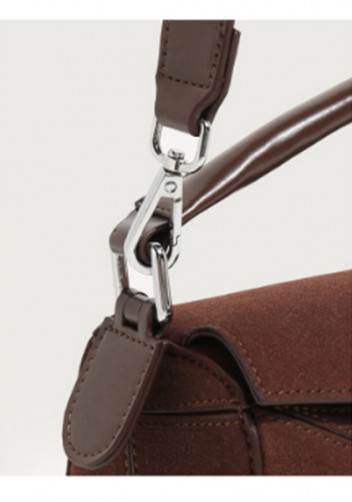 Adrienne Geometry Vegan Suede Leather Shoulder Bag Choco