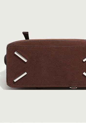 Adrienne Geometry Vegan Suede Leather Shoulder Bag Choco