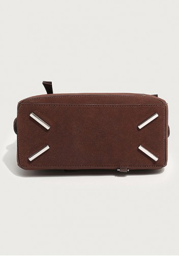Adrienne Geometry Vegan Suede Leather Shoulder Bag Camel