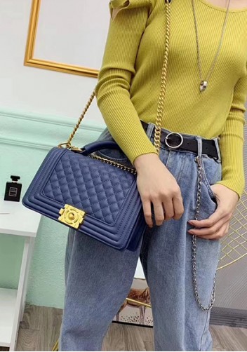 Ingrid Vegan Leather Medium Chain Bag Blue