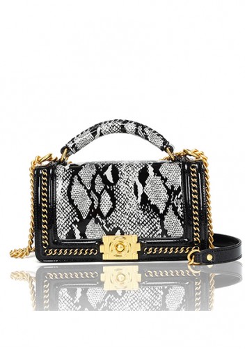 Ingrid Vegan Python Leather Medium Chain Bag Grey