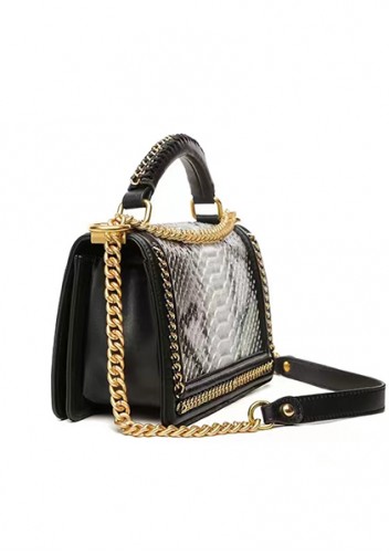Ingrid Vegan Python Leather Medium Chain Bag White