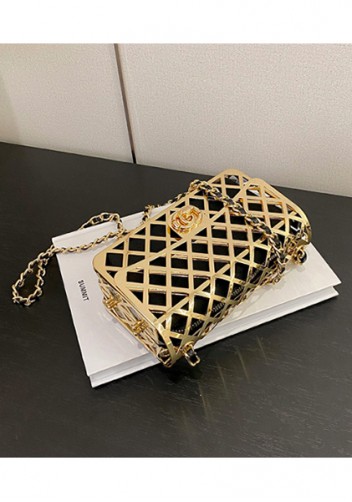 Adele Metal Flap Chain Shoulder Bag Gold