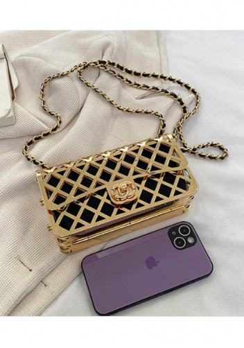 Adele Metal Flap Chain Shoulder Bag Gold