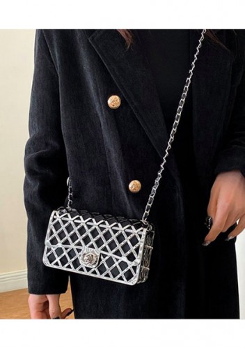 Adele Metal Flap Chain Shoulder Bag Silver