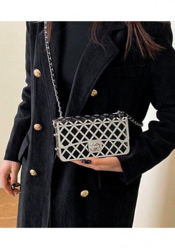 Adele Metal Flap Chain Shoulder Bag Silver