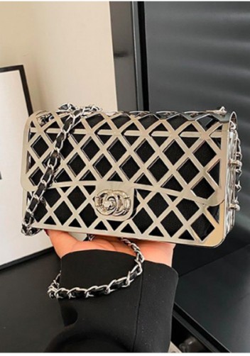 Adele Metal Flap Chain Shoulder Bag Silver
