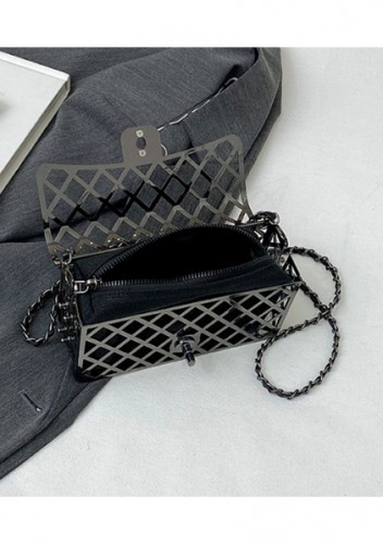 Adele Metal Flap Chain Shoulder Bag Silver