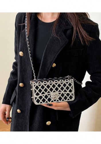 Adele Metal Flap Chain Shoulder Bag Silver
