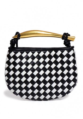 The Fish Handle Mini Vegan Leather Bag Black White
