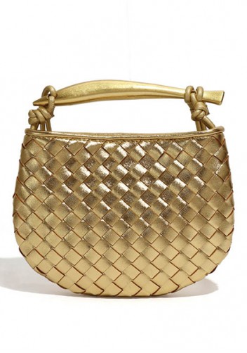 The Fish Handle Mini Vegan Leather Bag Gold